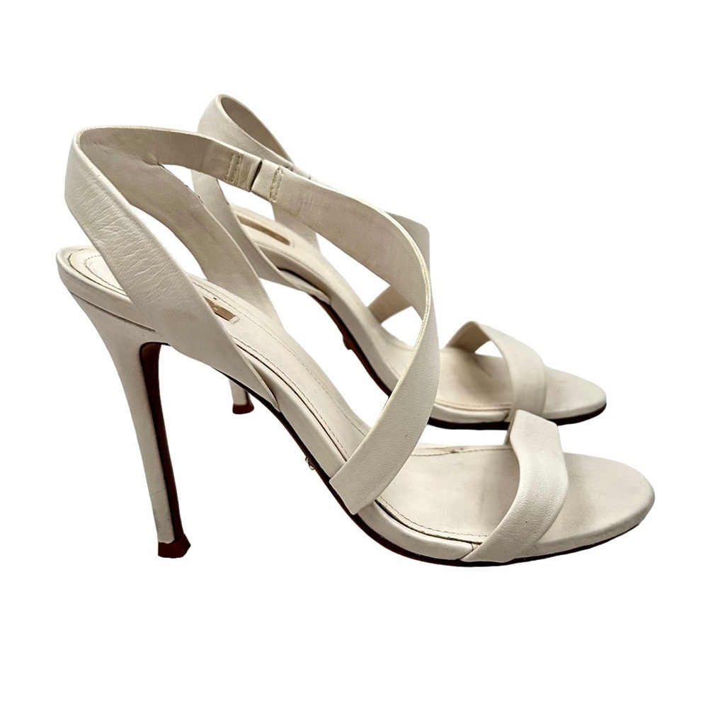 SCHULTZ Strappy Leather Heeled White Sandals